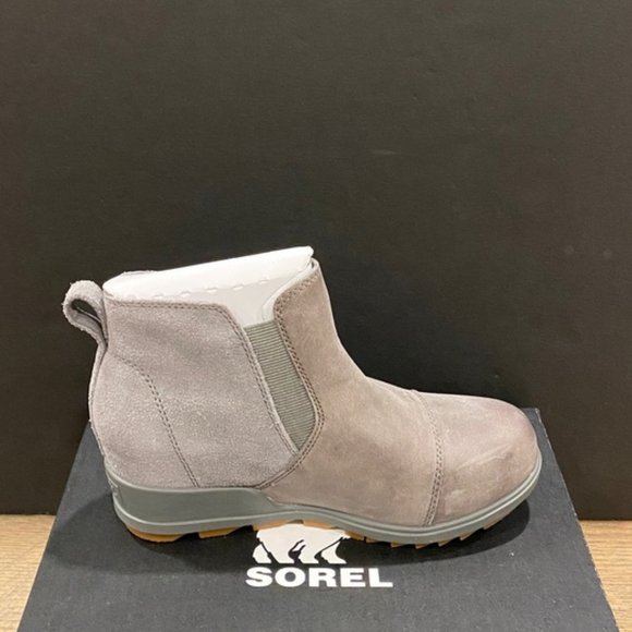 Sorel Evie Grey Lug Sole Wedge Ankle Pull on Bootie Boots Shoes Flats NEW - Picture 2 of 4
